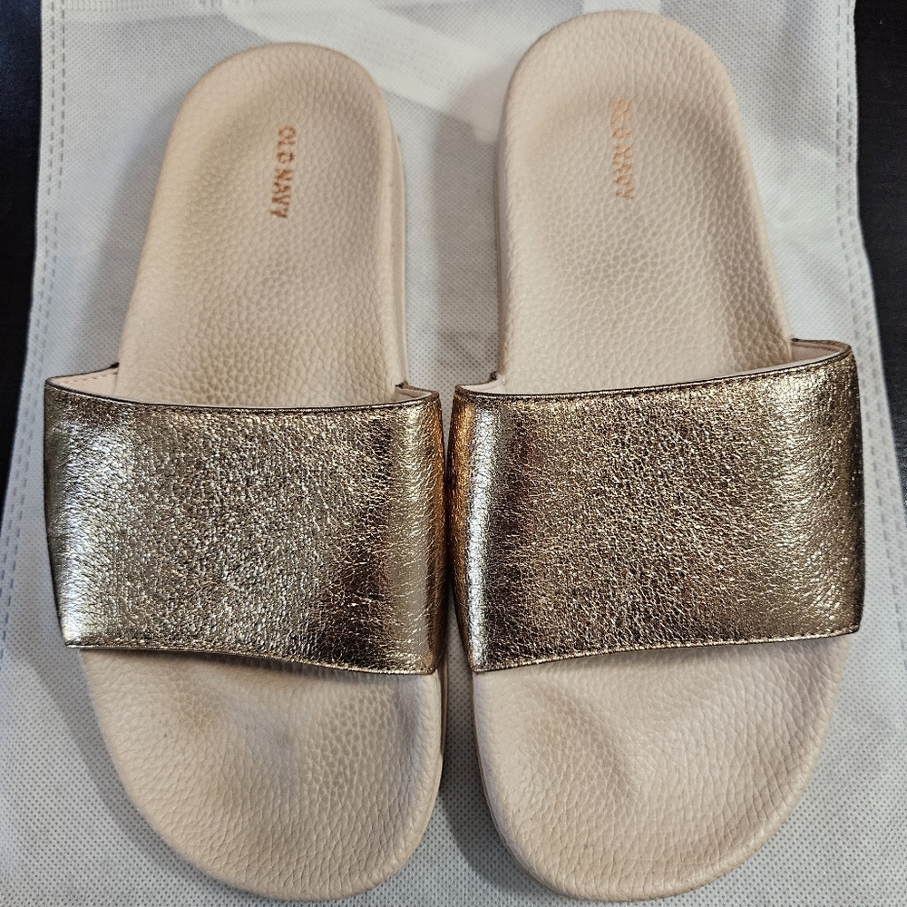 Old Navy Womens Sandals Size 8-9 Pool Slide Blush Slip On Summer Beach Vacation